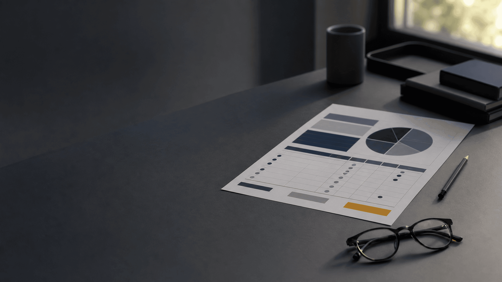 A one-page strategy canvas and decision matrix on a quiet desk in natural light